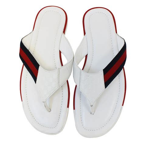 gucci flip flops white